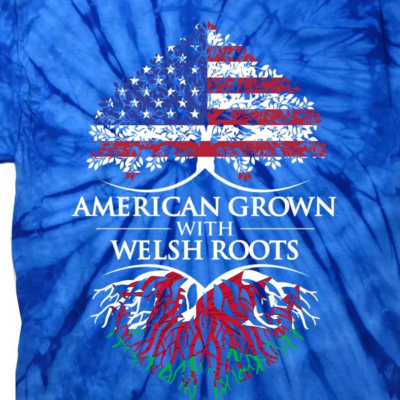 American Grown With Welsh Roots Heart Tree Flag Retro Meaningful Gift Tie-Dye T-Shirt