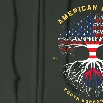 American Grown With South Korean Roots Tree USA Flag Gifts Full Zip Hoodie