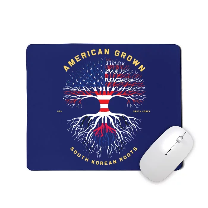 American Grown With South Korean Roots Tree USA Flag Gifts Mousepad