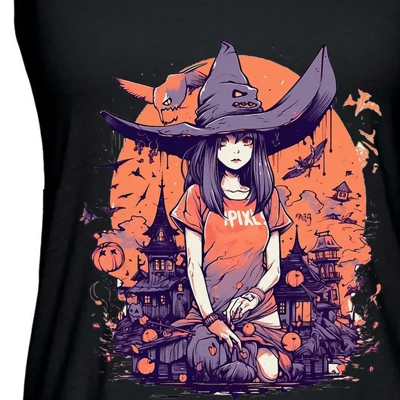 Anime Girl Witch Hat Halloween Costume Otaku Women Kids Ladies Essential Flowy Tank