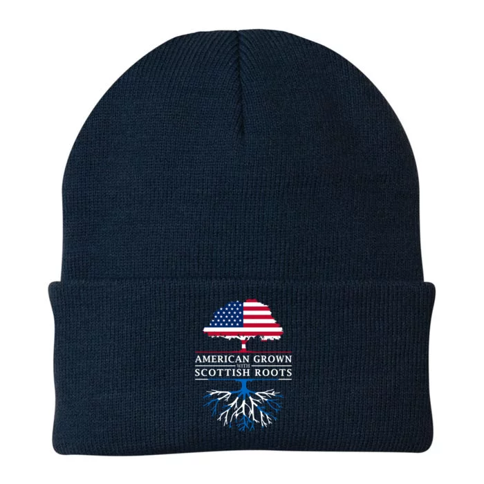 American Grown With Scottish Roots Gift Scotland Gift Knit Cap Winter Beanie