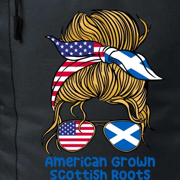 American Grown With Scottish Roots Messy Bun Cute Gift Daily Commute Backpack