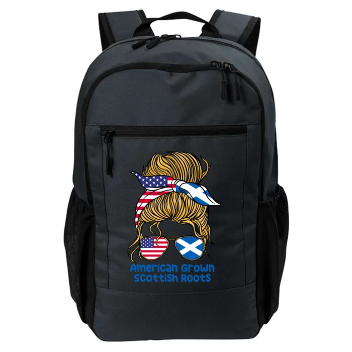 American Grown With Scottish Roots Messy Bun Cute Gift Daily Commute Backpack