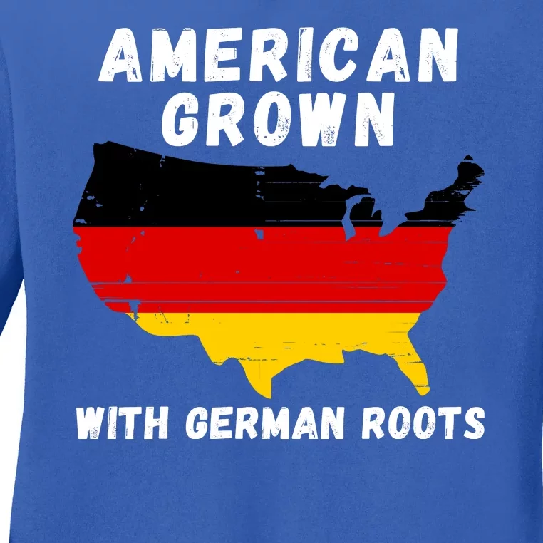 American Grown With German Roots, Germany Pride Germany USA Ladies Long Sleeve Shirt