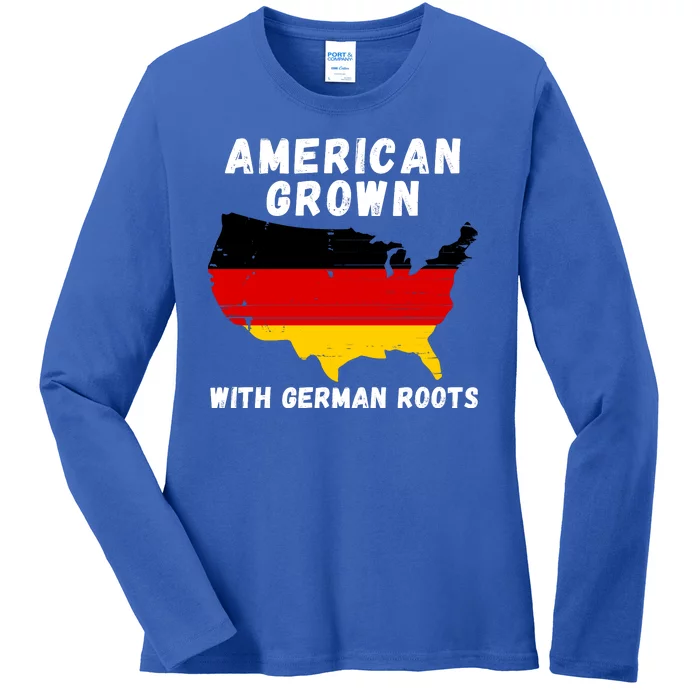 American Grown With German Roots, Germany Pride Germany USA Ladies Long Sleeve Shirt