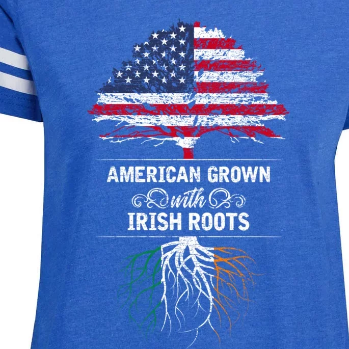 American Grown With Irish Roots Ireland Gift Usa Flag Cool Gift Enza Ladies Jersey Football T-Shirt