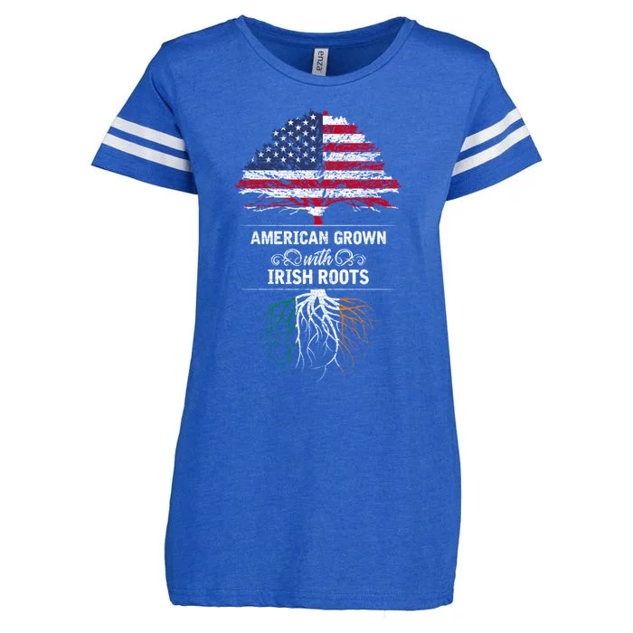 American Grown With Irish Roots Ireland Gift Usa Flag Cool Gift Enza Ladies Jersey Football T-Shirt