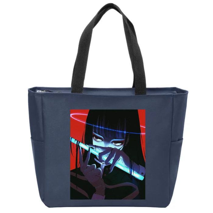 Anime Girl Waifu Aesthetic Japanese Otaku Zip Tote Bag