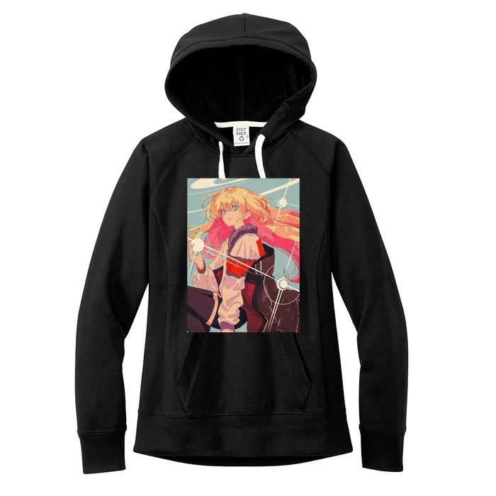 Anime Girl Waifu Japanese Retro 90s Lofi Aesthetic Otaku Women's Fleece Hoodie