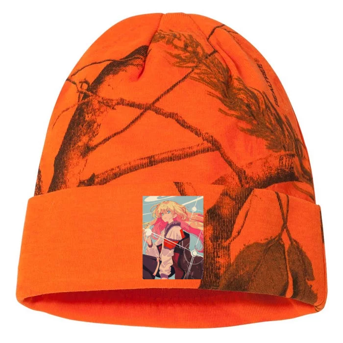 Anime Girl Waifu Japanese Retro 90s Lofi Aesthetic Otaku Kati - 12in Camo Beanie