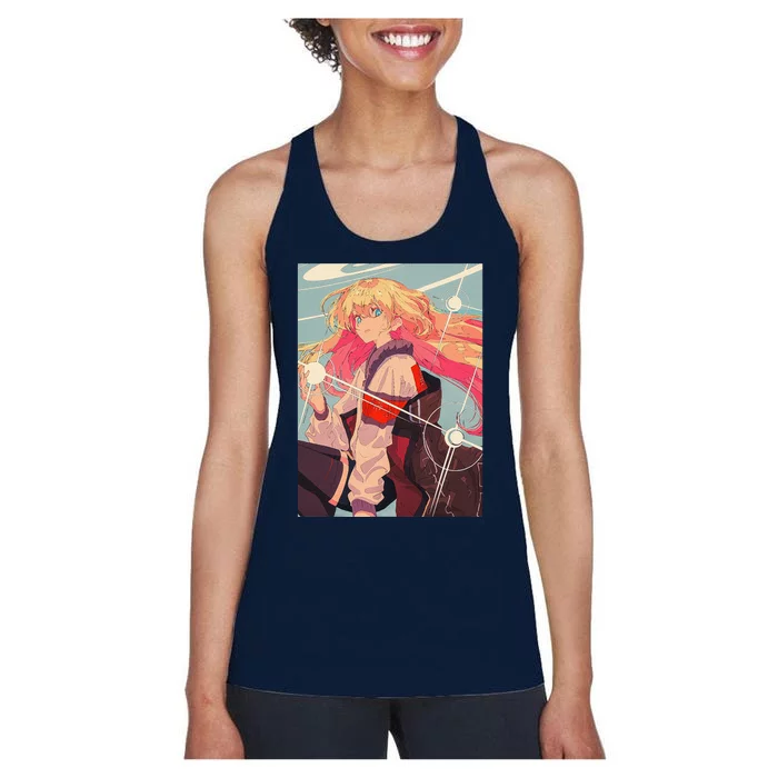 Anime Girl Waifu Japanese Retro 90s Lofi Aesthetic Otaku Women's Racerback Tank