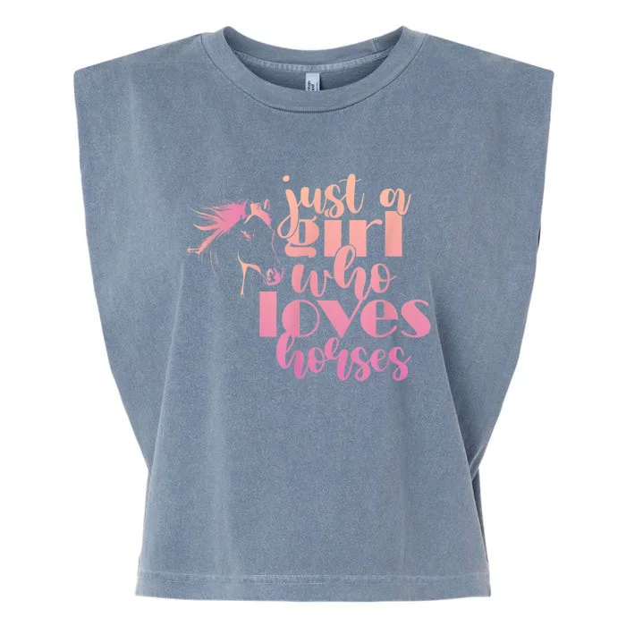 A Girl Who Loves Horses A Horse Lover Gift Girls' Youth Gift Garment-Dyed Women's Muscle Tee