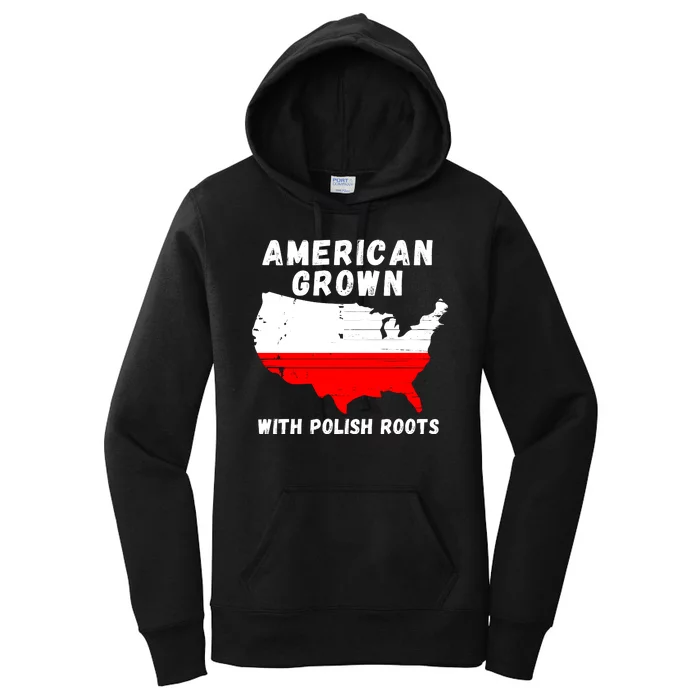 American Grown With Polish Roots, Polish Pride Poland USA Women's Pullover Hoodie