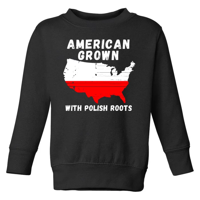 American Grown With Polish Roots, Polish Pride Poland USA Toddler Sweatshirt