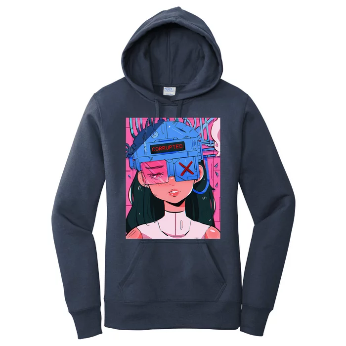 Anime Girl Waifu Vaporwave Aesthetic Japanese Otaku Women's Pullover Hoodie