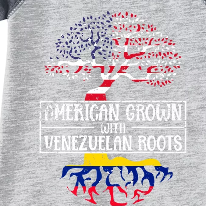 American Grown With Venezuelan Roots Usa Flag Venezuela Infant Baby Jersey Bodysuit