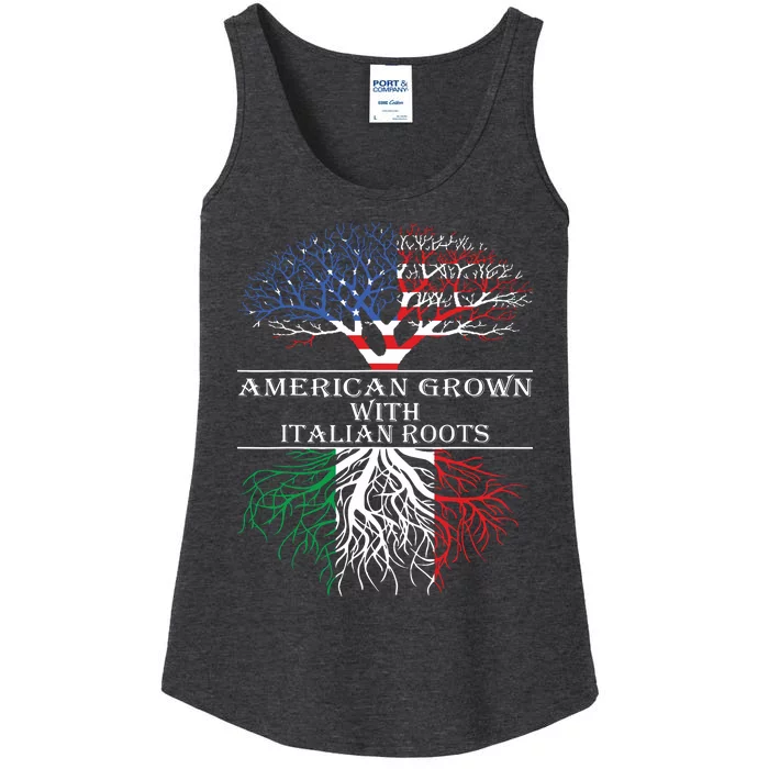 American Grown With Italian Roots Ladies Essential Tank