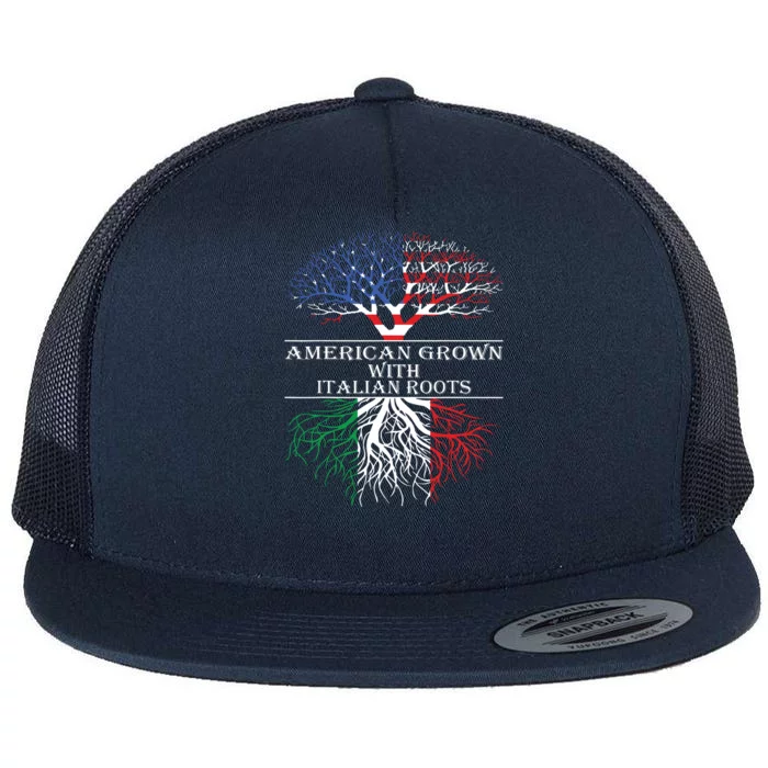 American Grown With Italian Roots Flat Bill Trucker Hat