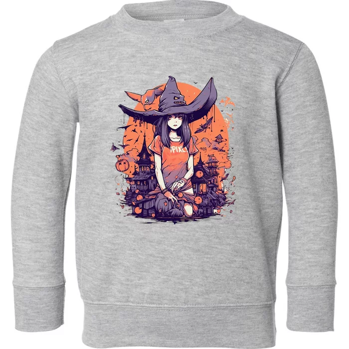 Anime Girl Witch Hat Halloween Costume Otaku Toddler Sweatshirt