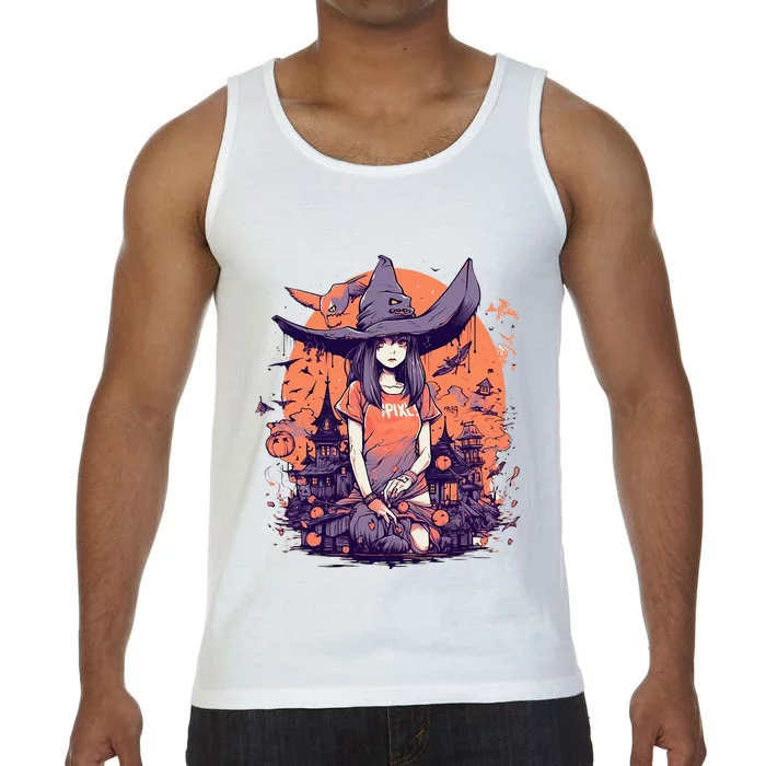 Anime Girl Witch Hat Halloween Costume Otaku Comfort Colors® Tank Top