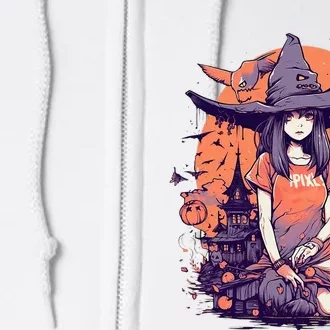 Anime Girl Witch Hat Halloween Costume Otaku Full Zip Hoodie