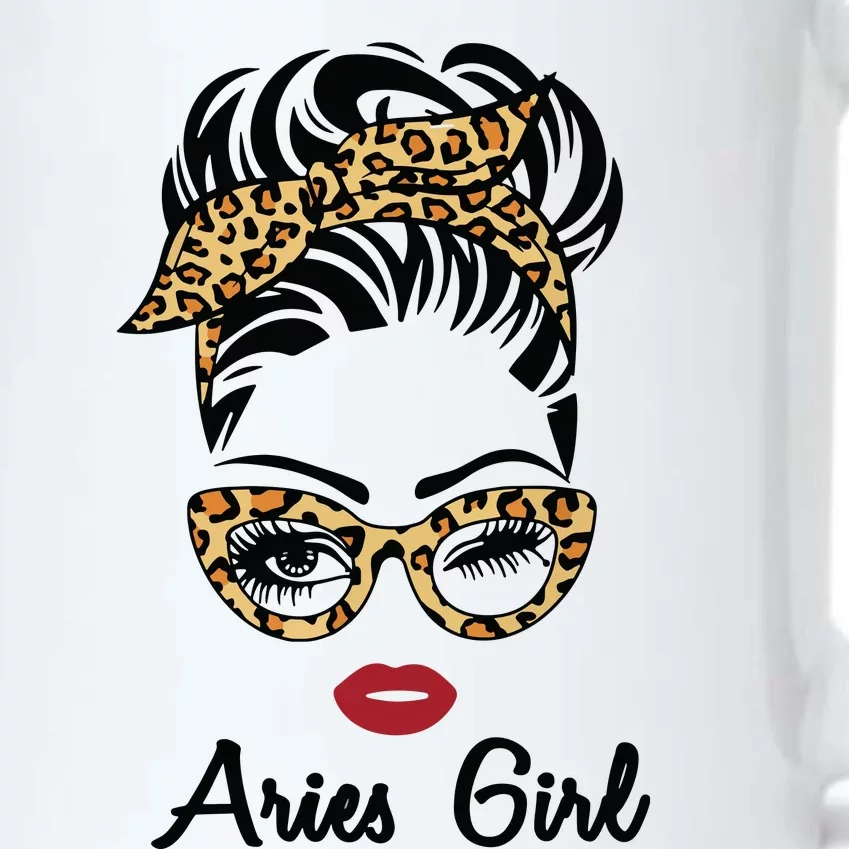 Aries Girl Woman Face Leopard Bandana Wink Eye Black Color Changing Mug