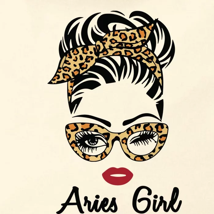 Aries Girl Woman Face Leopard Bandana Wink Eye Zip Tote Bag