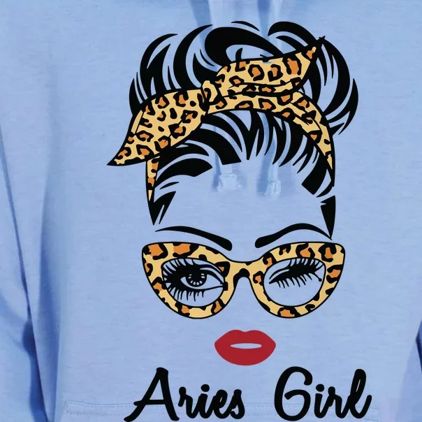 Aries Girl Woman Face Leopard Bandana Wink Eye Unisex Surf Hoodie