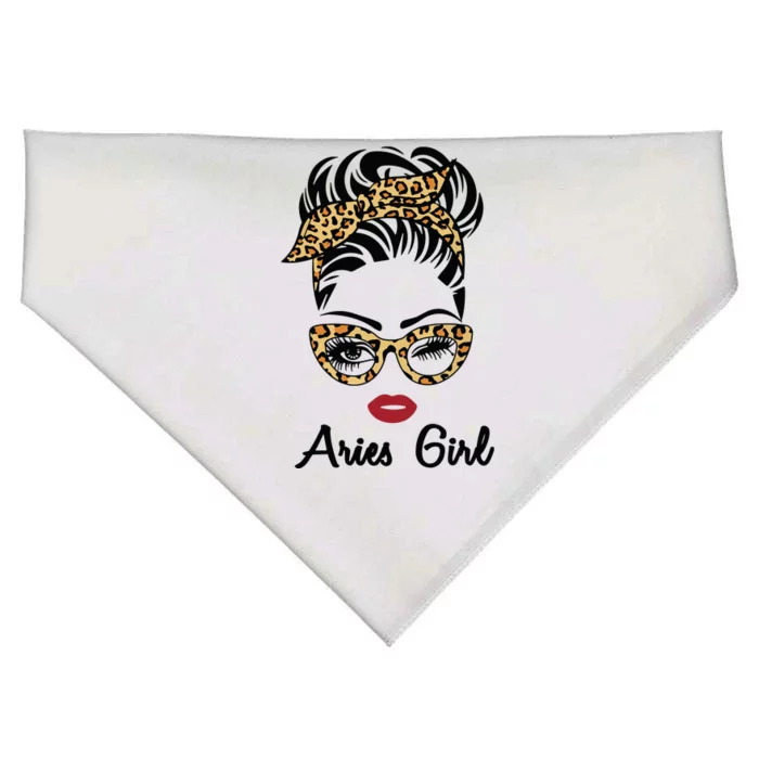 Aries Girl Woman Face Leopard Bandana Wink Eye USA-Made Doggie Bandana