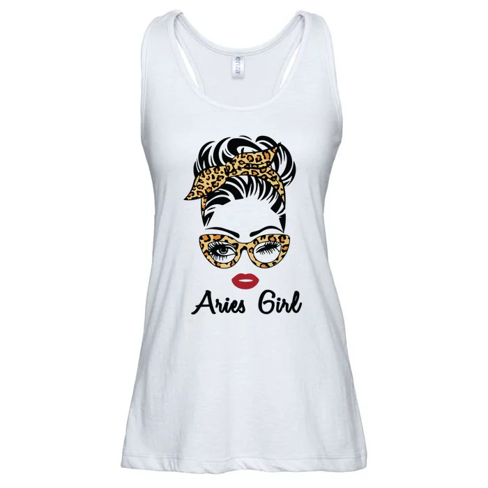 Aries Girl Woman Face Leopard Bandana Wink Eye Ladies Essential Flowy Tank