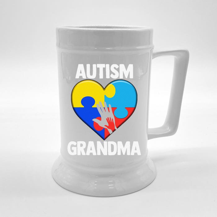 Autism Grandmas Women Grandma Autism Gift Front & Back Beer Stein