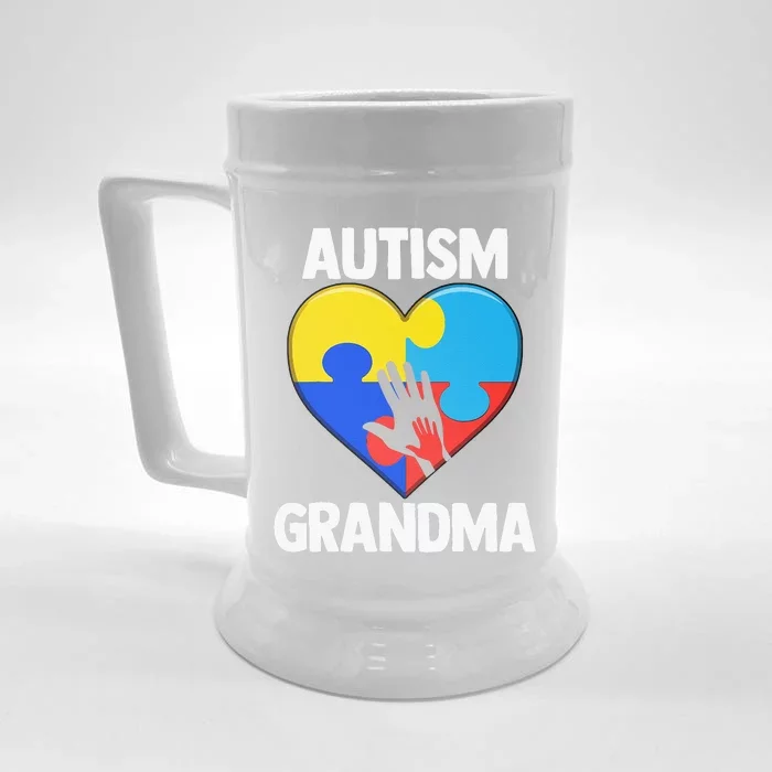 Autism Grandmas Women Grandma Autism Gift Front & Back Beer Stein