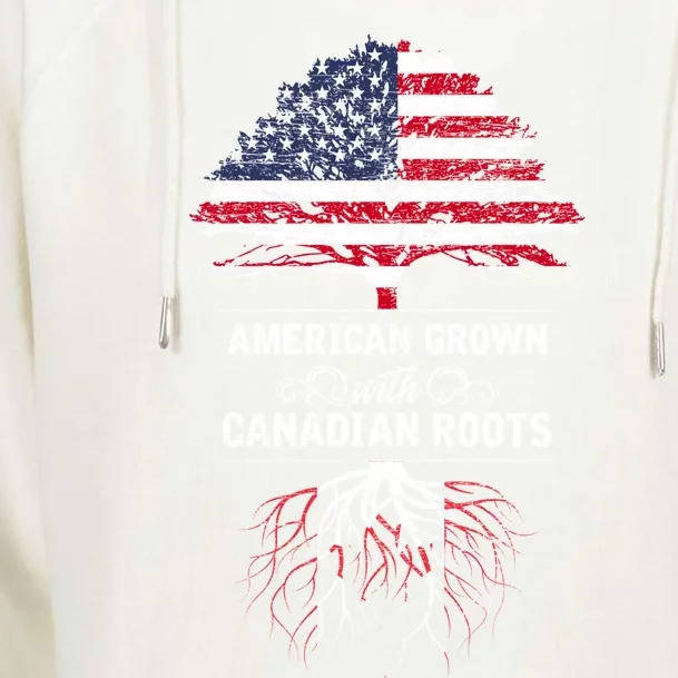 American Grown With Canadian Roots Canada Gift Womens Funnel Neck Pullover Hood