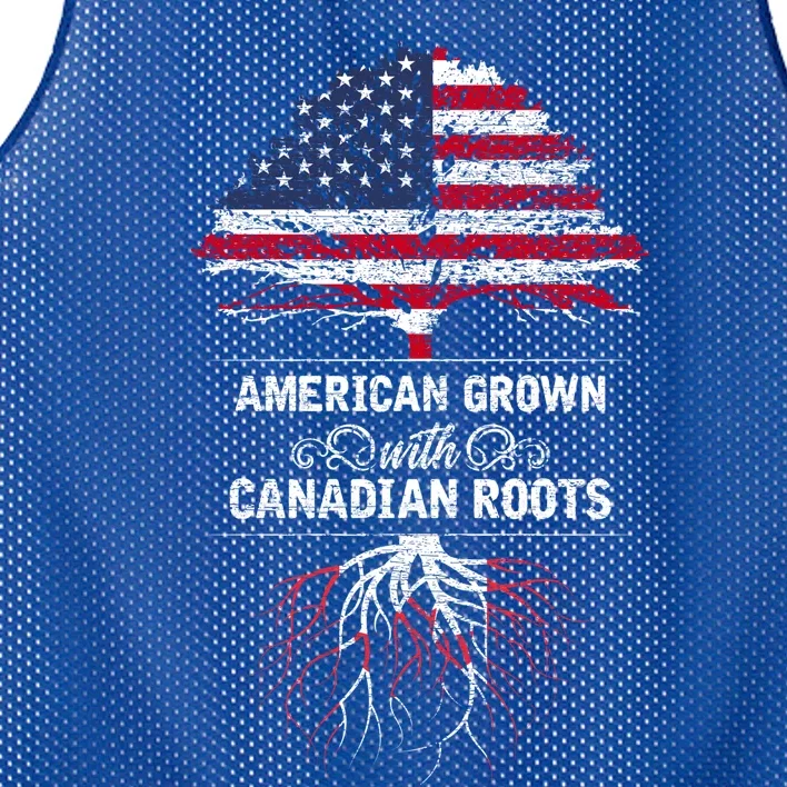 American Grown With Canadian Roots Canada Gift Mesh Reversible Basketball Jersey Tank