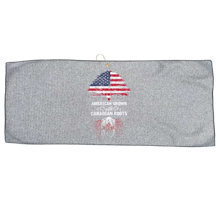 American Grown With Canadian Roots Canada Gift Large Microfiber Waffle Golf Towel