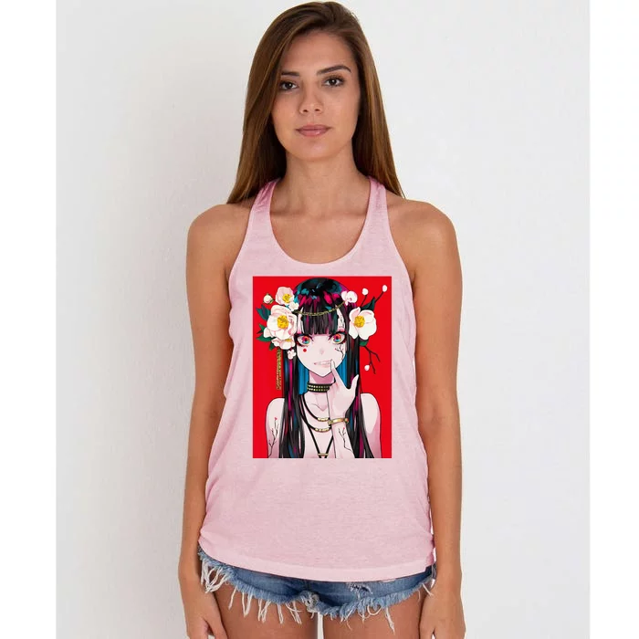 Anime Girl Waifu Japanese Aesthetic Kawaii Otaku Weeb Women's Knotted Racerback Tank