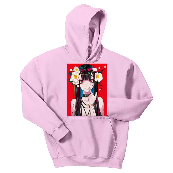 Anime Girl Waifu Japanese Aesthetic Kawaii Otaku Weeb Kids Hoodie