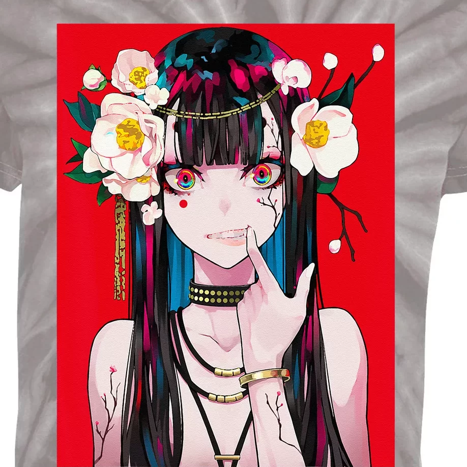 Anime Girl Waifu Japanese Aesthetic Kawaii Otaku Weeb Kids Tie-Dye T-Shirt