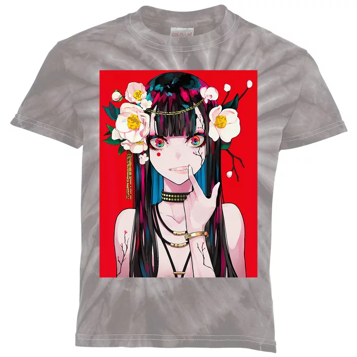 Anime Girl Waifu Japanese Aesthetic Kawaii Otaku Weeb Kids Tie-Dye T-Shirt