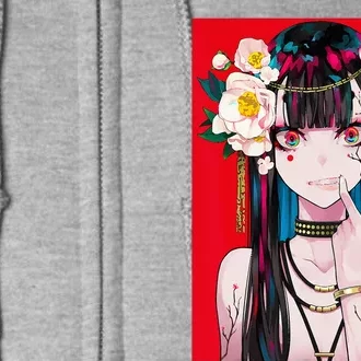 Anime Girl Waifu Japanese Aesthetic Kawaii Otaku Weeb Full Zip Hoodie