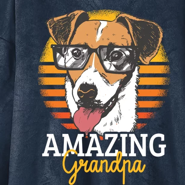 Amazing Grandpa With A Dog Gift Hooded Wearable Blanket