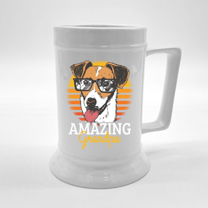 Amazing Grandpa With A Dog Gift Front & Back Beer Stein