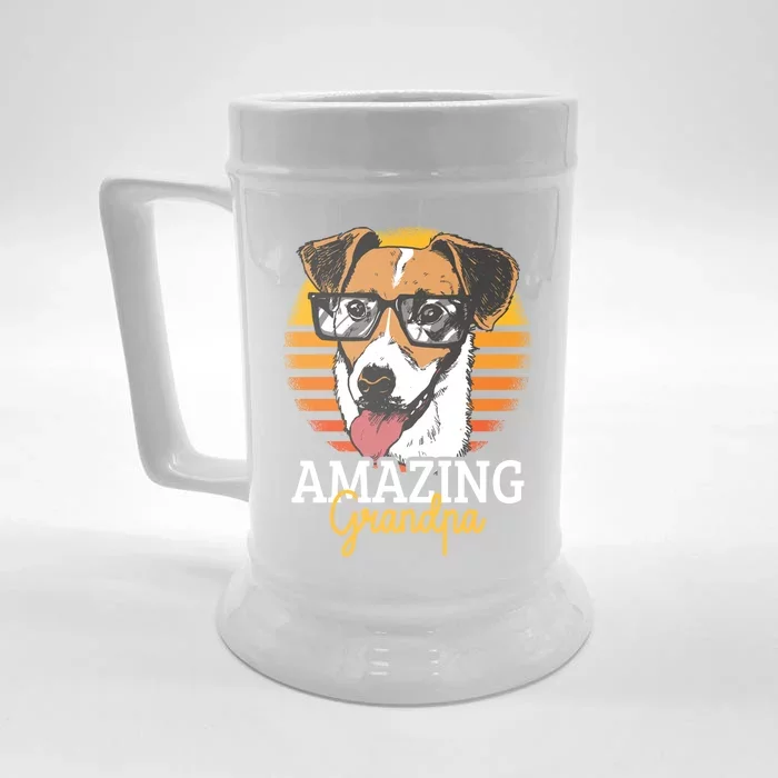 Amazing Grandpa With A Dog Gift Front & Back Beer Stein