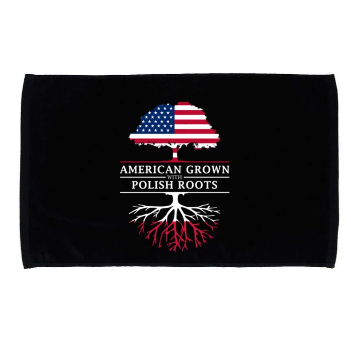 American Grown With Polish Roots Gift Poland Gift Microfiber Hand Towel