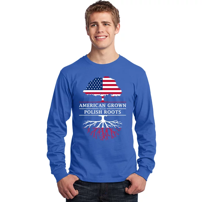 American Grown With Polish Roots Gift Poland Gift Long Sleeve Shirt