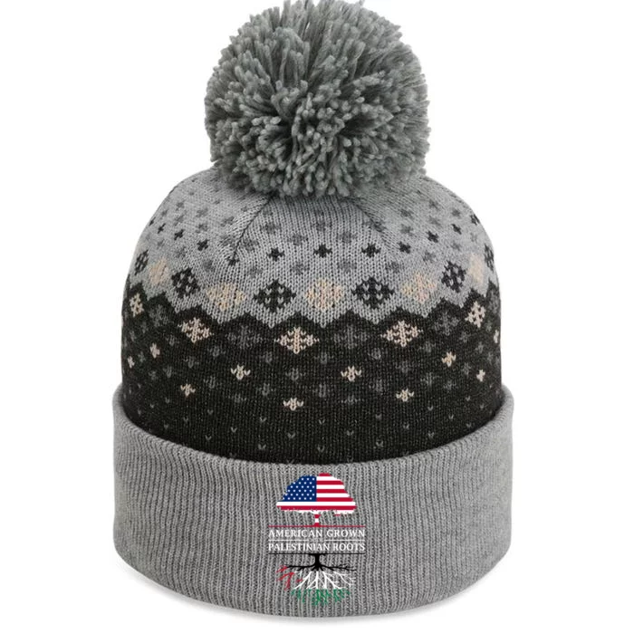 American Grown With Palestinian Roots Palestine Gift The Baniff Cuffed Pom Beanie