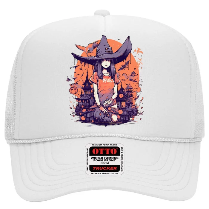 Anime Girl Witch Hat Halloween Costume Otaku High Crown Mesh Trucker Hat