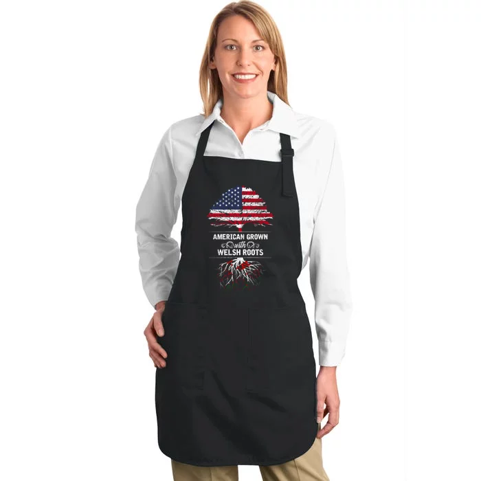 American Grown With Welsh Roots Funny Full-Length Apron With Pocket