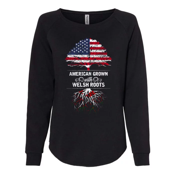 American Grown With Welsh Roots Funny Womens California Wash Sweatshirt