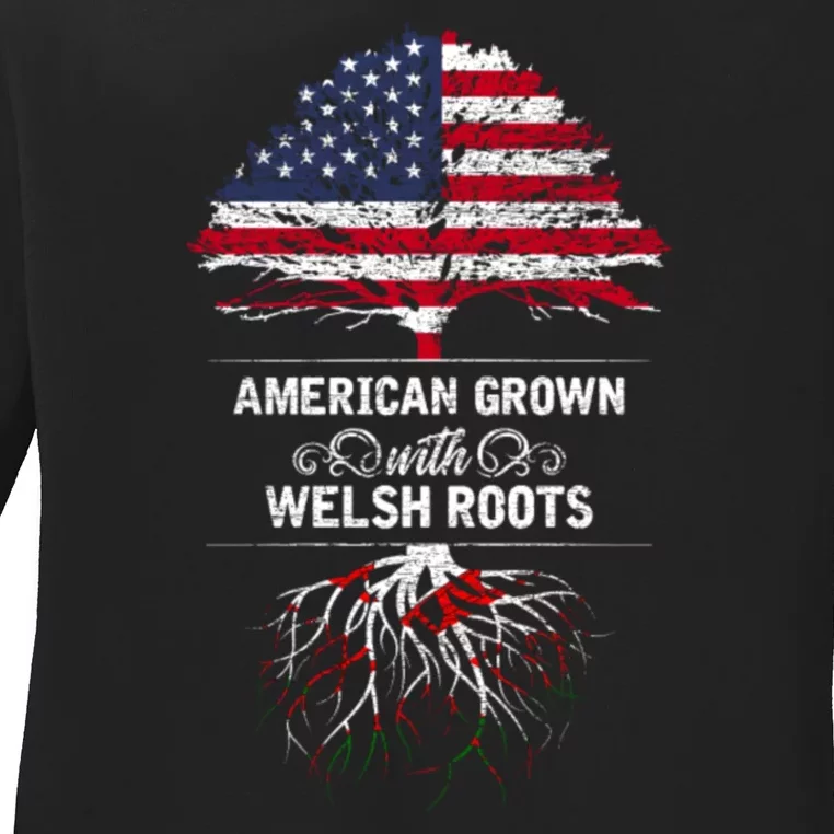 American Grown With Welsh Roots Funny Ladies Long Sleeve Shirt